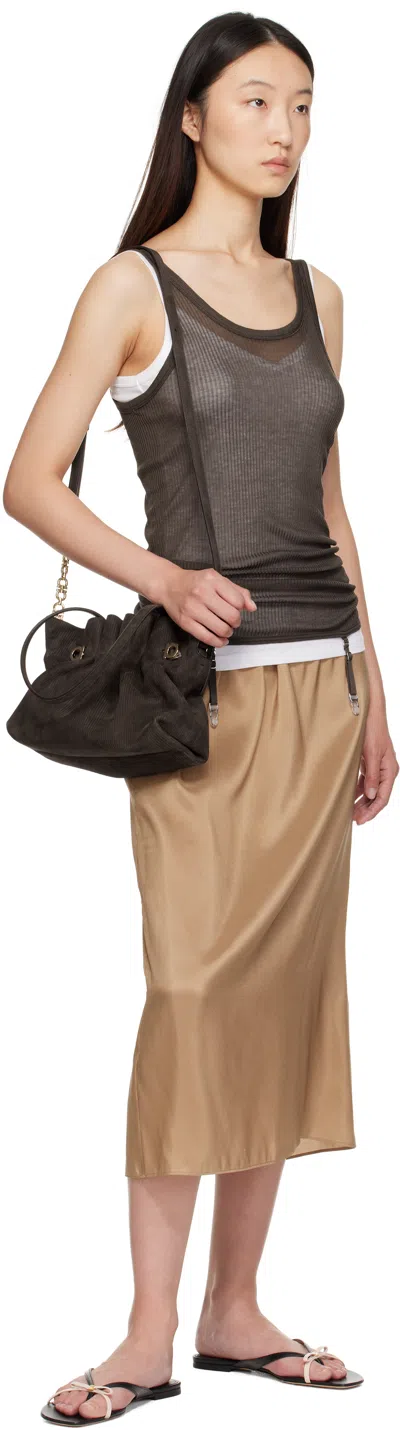 Ferragamo Piercing Suede Corduroy Shoulder Bag