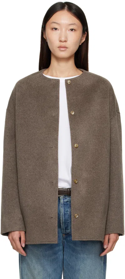 Loulou De Saison Taupe Dunne Wool Drap Short Coat