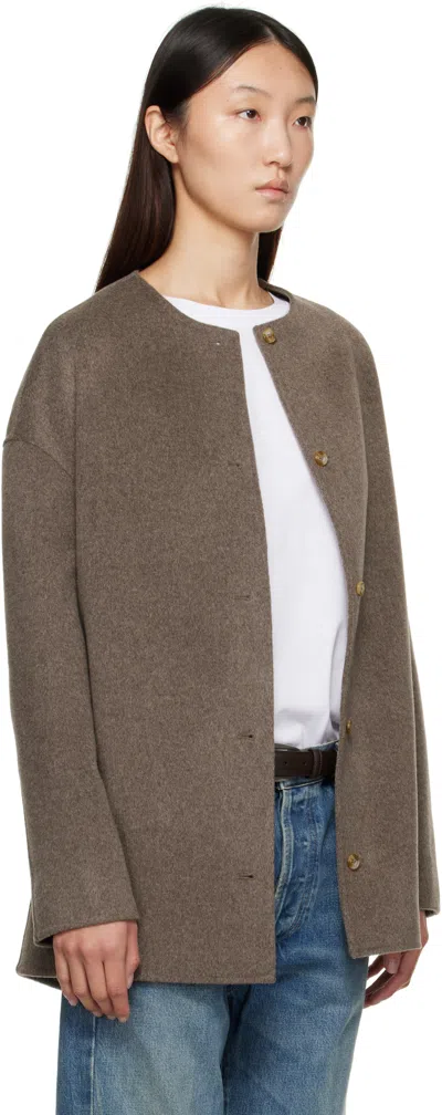 Loulou De Saison Taupe Dunne Wool Drap Short Coat