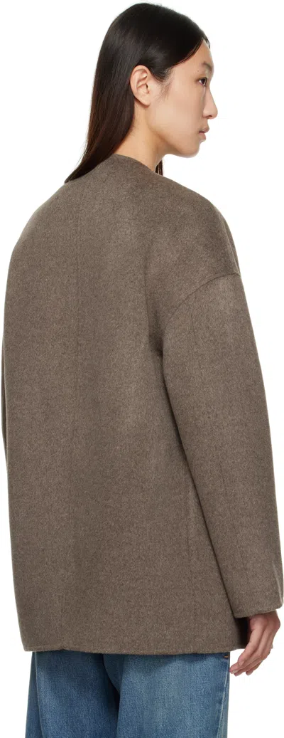 Loulou De Saison Taupe Dunne Wool Drap Short Coat