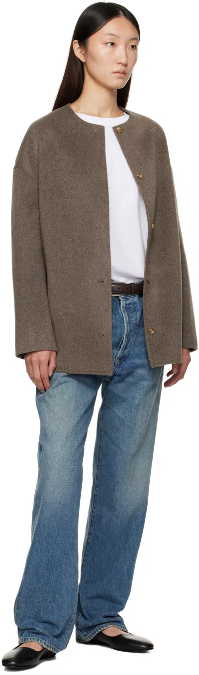 Loulou De Saison Taupe Dunne Wool Drap Short Coat