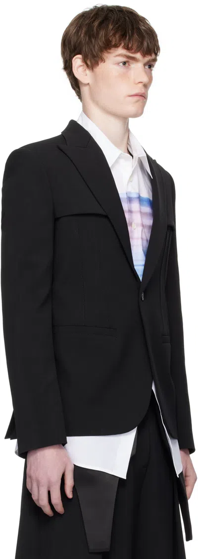 Jean Paul Gaultier Black Twill Blazer In Black