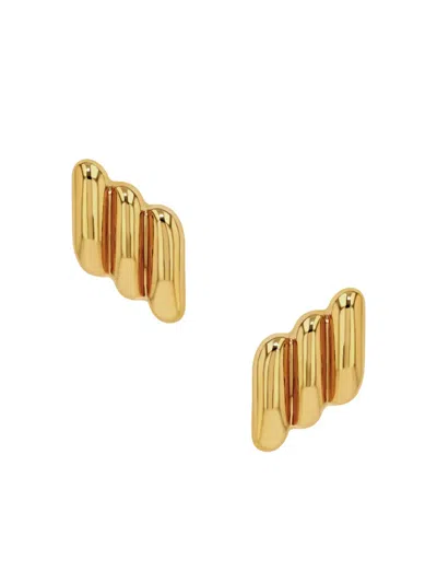 Anine Bing Diagonal Ribbed Earrings In Gold