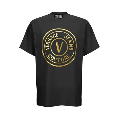 Versace Jeans Couture T-shirt With Printed Logo In Black