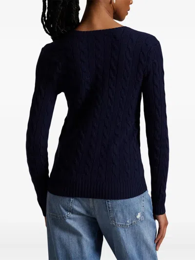 Polo Ralph Lauren Cable-knit V-neck Sweater In Blue