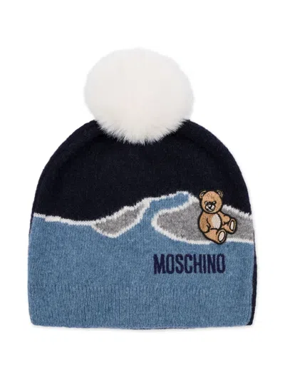 Moschino Bear-motif Beanie In Blue