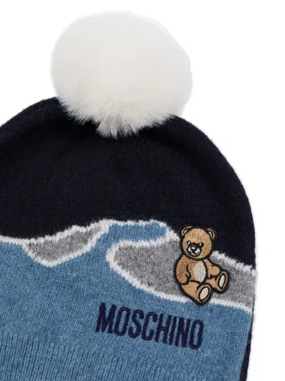 Moschino Bear-motif Beanie In Blue