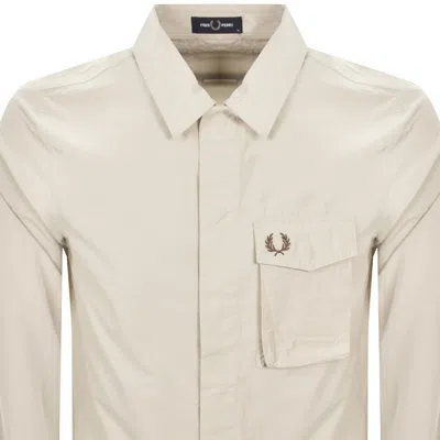 Fred Perry Poplin Overshirt Beige In Neutral