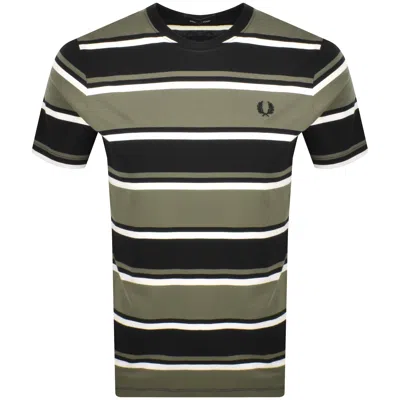 Fred Perry Bold Stripe T Shirt Black In Green