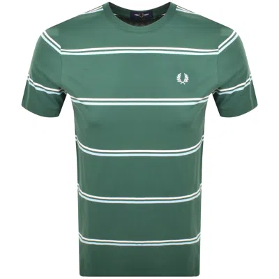 Fred Perry Fine Stripe T Shirt Sport Green In Green