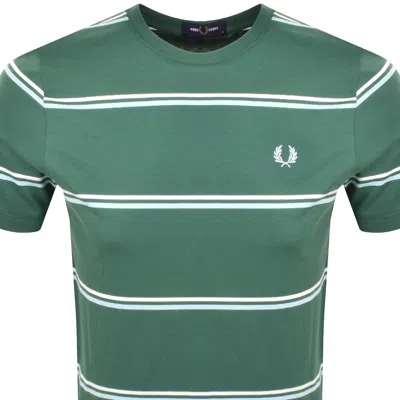 Fred Perry Fine Stripe T Shirt Sport Green In Green