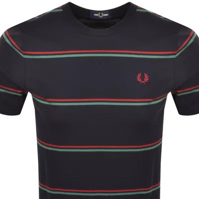 Fred Perry Fine Stripe T Shirt Navy In Black