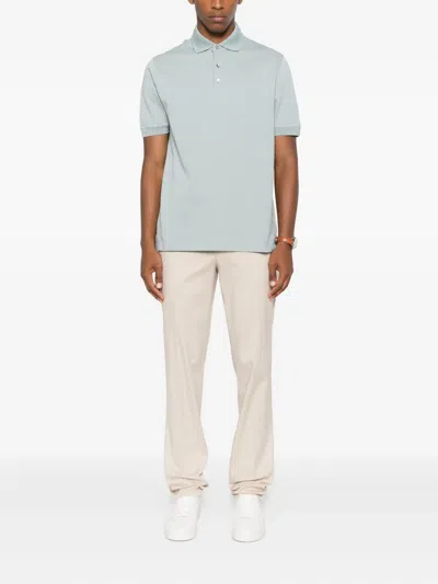 Canali Cotton Polo Shirt In Blue