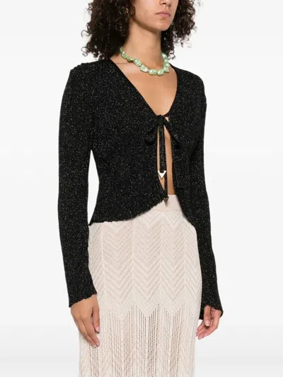 Akep Lurex-detail Cardigan In Black
