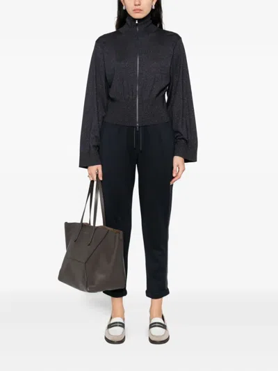 Brunello Cucinelli Lurex-detail Zip-up Blouse