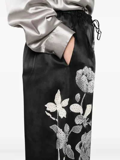 Ermanno Scervino Floral-print Drawstring-waist Trousers In Black