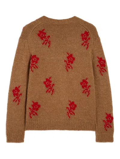 Jil Sander Flower Intarsia-knit Cardigan In Brown