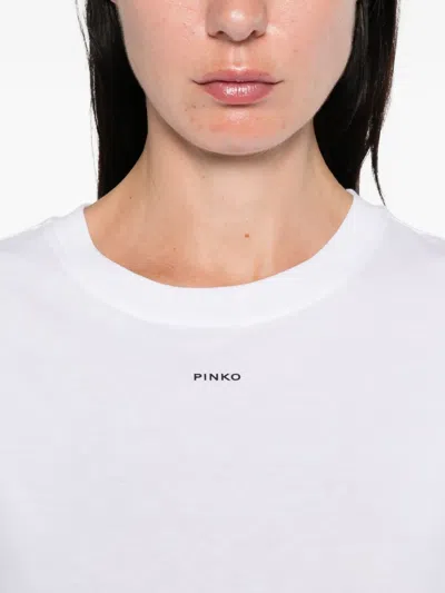 Pinko White T-shirt With Logo Print In White