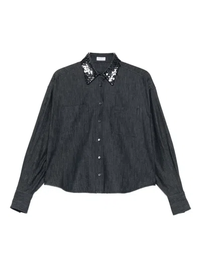 Brunello Cucinelli Sequin-embellished Denim Shirt