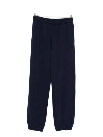 Pinko Logo-embroidered Cuffed Track Pants In Blue