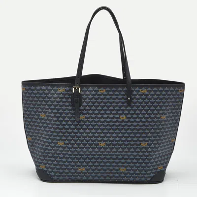 Pre-owned Fauré Le Page Navy Blue Coated Canvas And Leather Daily Battle 41 Tote