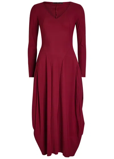 High At-length Stretch-jersey Midi Dress In Burgundy