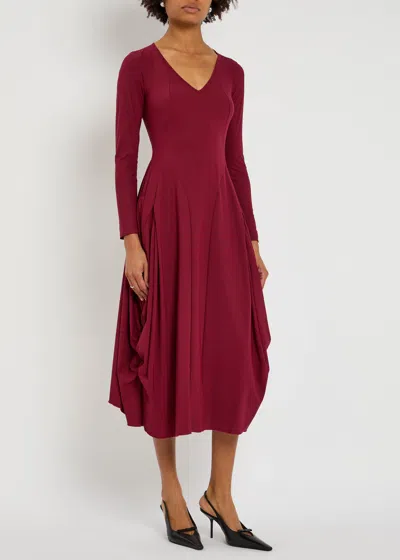 High At-length Stretch-jersey Midi Dress In Burgundy