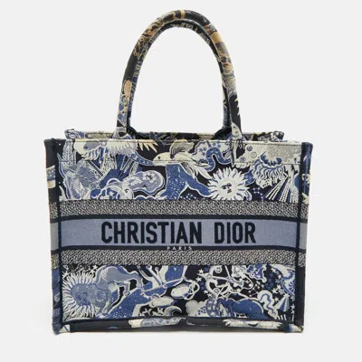 Pre-owned Dior Navy Blue Embroidered Canvas Zodiac Fantastico Book Tote