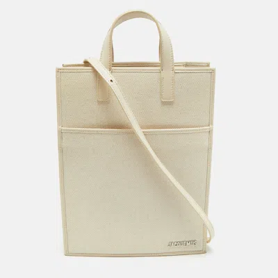 Pre-owned Jacquemus Off White Canvas And Leather Le Cabas Tote