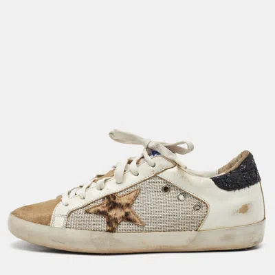Pre-owned Golden Goose Multicolor Suede And Leather Superstar Low Top Sneakers Size 38