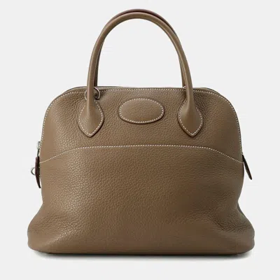 Pre-owned Hermes Bolide 31 Etoupe Taurillon Clemence Bag In Brown