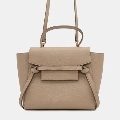 Pre-owned Celine Belt Bag Beige Leather Size Nano