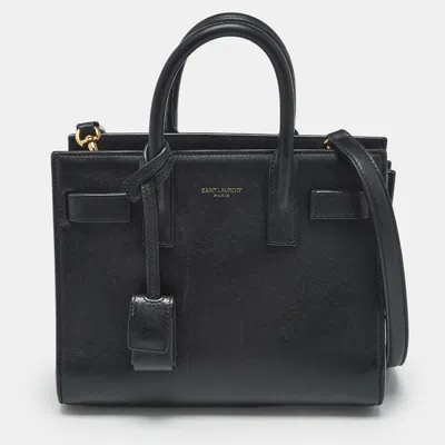 Pre-owned Saint Laurent Black Leather Nano Classic Sac De Jour Tote