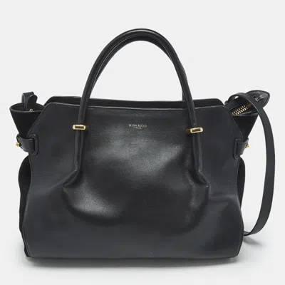 Pre-owned Nina Ricci Black Leather And Suede Medium Marche Tote