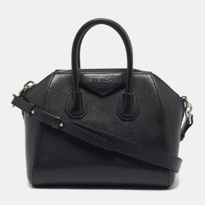 Pre-owned Givenchy Black Leather Mini Antigona Satchel