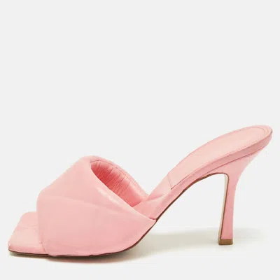 Pre-owned Bottega Veneta Pink Quilted Leather Lido Slide Sandals Size 40