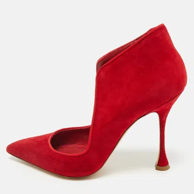 Pre-owned Manolo Blahnik Red Suede Espedal Pumps Size 39