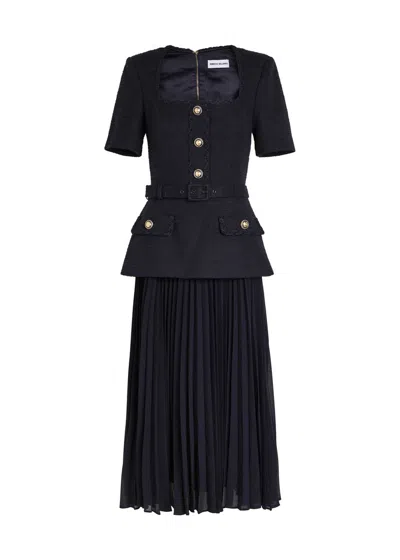 Rebecca Vallance Jonie Belted Pleated Midi Dress In Blue