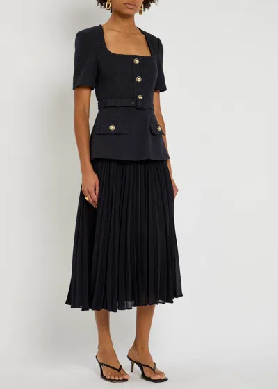 Rebecca Vallance Jonie Belted Pleated Midi Dress In Blue