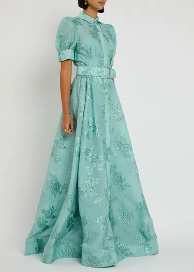 Rebecca Vallance Benette Floral-jacquard Cloqué Gown