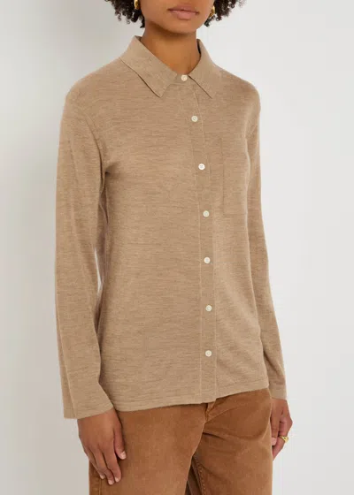 Guest In Residence Showtime Cashmere Collared Button-front Shirt In Brown