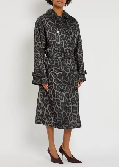 Stella Mccartney Beltd Trench Coat With Leopard Print