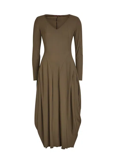 High At-length Stretch-jersey Midi Dress In Brown
