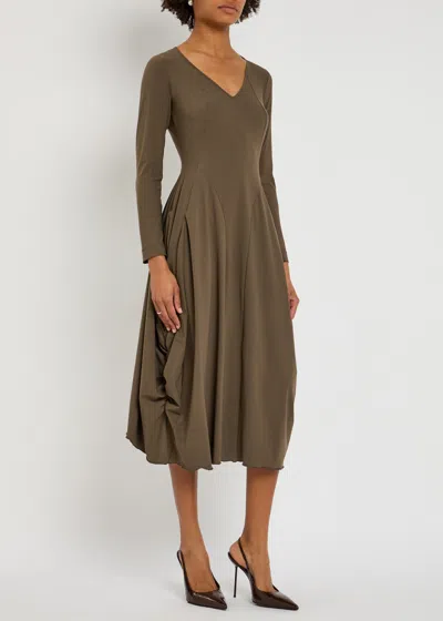 High At-length Stretch-jersey Midi Dress In Brown