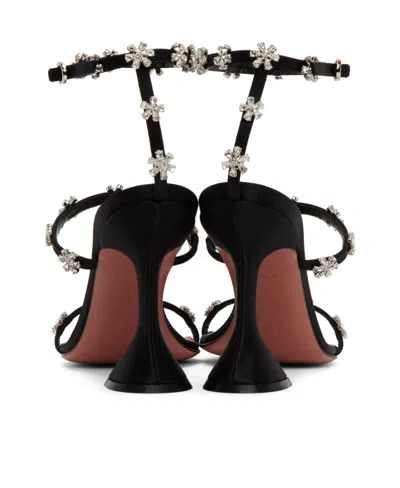 Amina Muaddi Logo High-heeled Sandals In Black