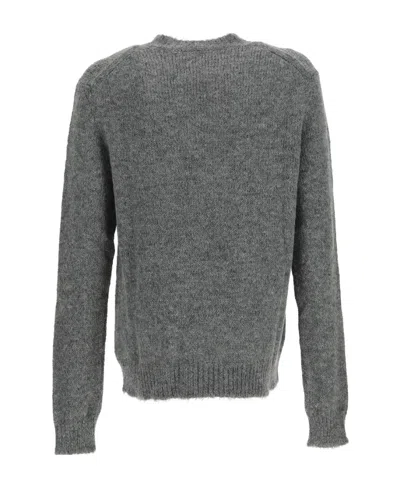 Jil Sander Crewneck Ribbed Hem Jumper In Gray