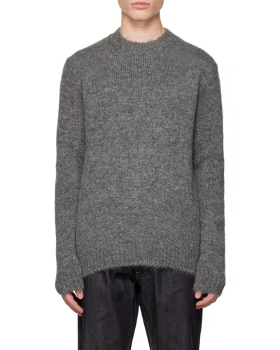 Jil Sander Crewneck Ribbed Hem Jumper In Gray