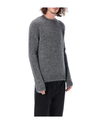 Jil Sander Crewneck Ribbed Hem Jumper In Gray
