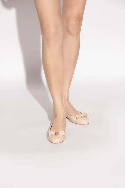 Ferragamo Logo Flat Shoes In Brown