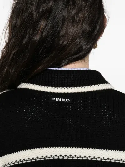 Pinko Cardigan With Contrasting Profiles In Black